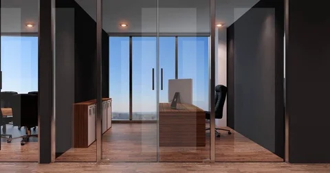 Interior of the modern office in the highlands. 3d rendering. Stock Footage 74277265