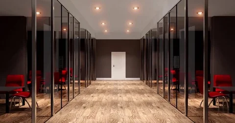 Interior of the modern office in the highlands. 3d rendering. Stock Footage