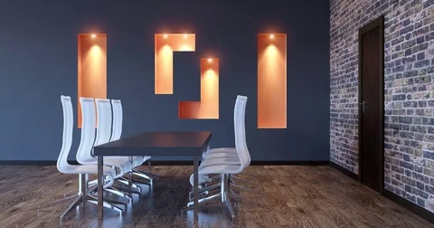 Interior of the modern office in the highlands. 3d rendering. Stock Footage