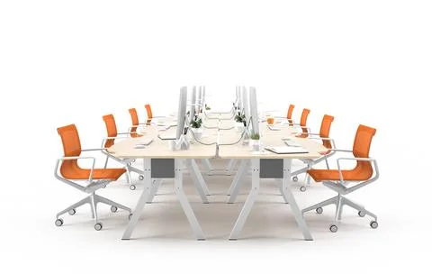Interior modern open space office 3D illustration Stock Illustration