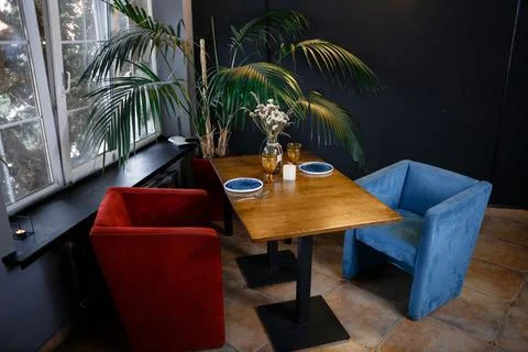 Interior of modern room with comfortable workplace 스톡 사진