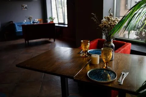 Interior of modern room with comfortable workplace 스톡 사진
