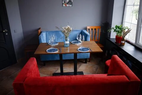 Interior of modern room with comfortable workplace 스톡 사진