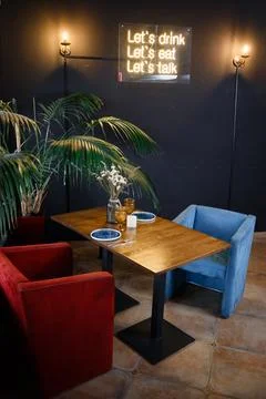 Interior of modern room with comfortable workplace 스톡 사진