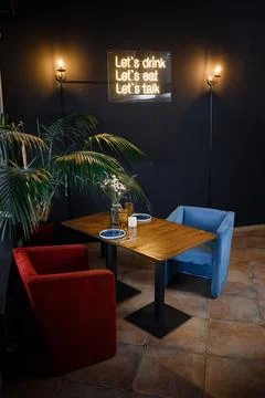 Interior of modern room with comfortable workplace 스톡 사진