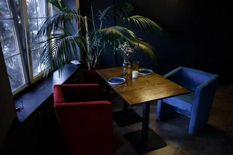 Interior of modern room with comfortable workplace 스톡 사진