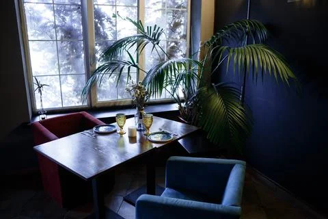 Interior of modern room with comfortable workplace 스톡 사진