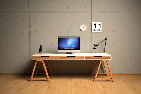 Interior of a modern room with table 3d Stock Illustration