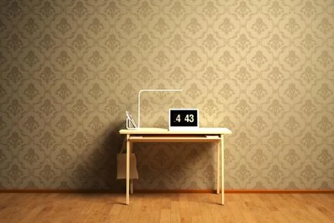 Interior of a modern room with table 3d Stock Illustration