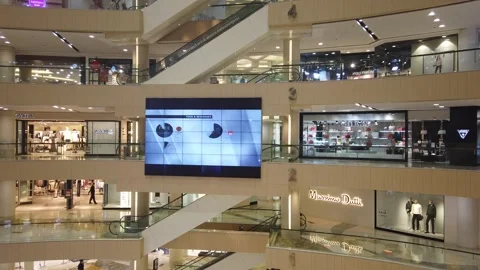 Interior in a modern shopping center Stock Footage 147303428