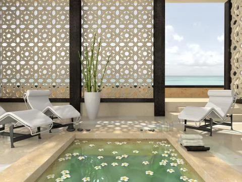 Interior of the modern spa Stock Illustration