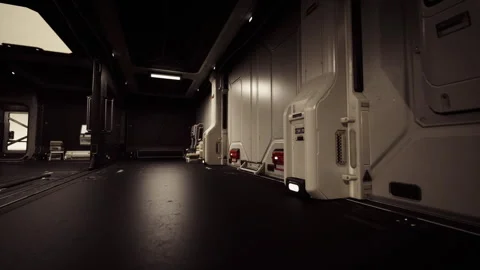 Interior of a modern space station showcasing advanced technological features Stock Footage 327194966