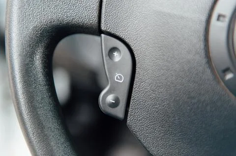 Interior of modern white car. Additional controls. Stock Photos