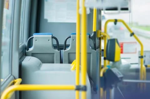 Interior of modrn city bus Stock Photos