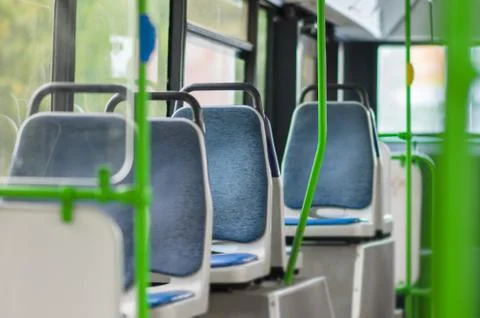 Interior of modrn city bus Stock Photos