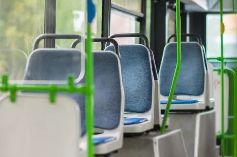 Interior of modrn city bus Stock Photos