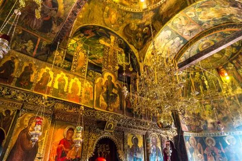 Interior of monastery. Meteora, Greece Stock Photos