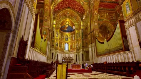 Interior of Monreale Cathedral, Sicily Stock Footage 314978323