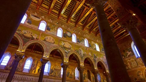 Interior of Monreale Cathedral, Sicily Stock Footage 314978334