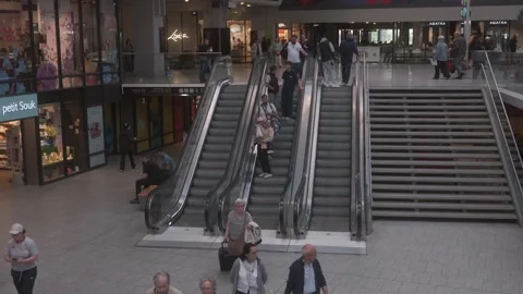Interior of Montparnasse train station with escalators Paris Stock Footage 334823740