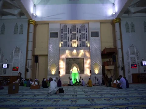 Interior Mosque with Islamic architecture Stock Footage 121862882
