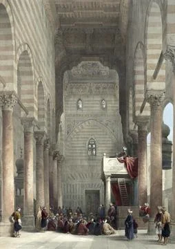 The interior of the mosque of the Metwalys, Egypt, around 1850, Historical, Stock Illustration