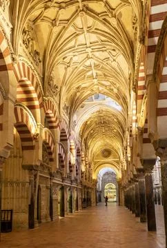 Interior of The Mosque (Mezquita) and Cathedral of Cordoba, UNESCO World Stock Photos