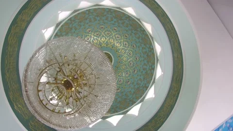 The interior of the mosque. Painted ceilings. Circular panorama. Stock Footage 139711119