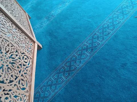 Interior of Mosque Umar Ibn Al-Khattab Mosque at Almaty Stock Photos