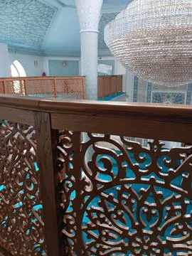 Interior of Mosque Umar Ibn Al-Khattab Mosque at Almaty Stock Photos