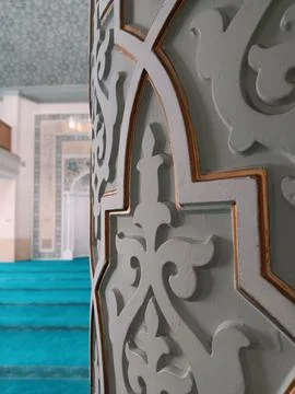 Interior of Mosque Umar Ibn Al-Khattab Mosque at Almaty Stock Photos