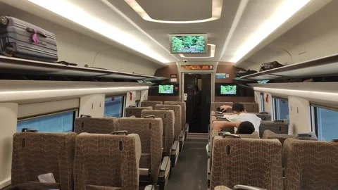 Interior of Moving High-speed Train Carriage in China Stock-Footage 344128620