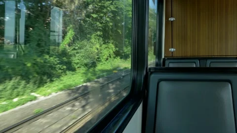 Interior moving Light rail tram. Stock Footage 155903063
