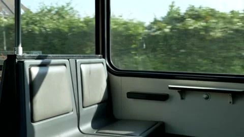 Interior moving Light rail tram. Stock Footage 155903225