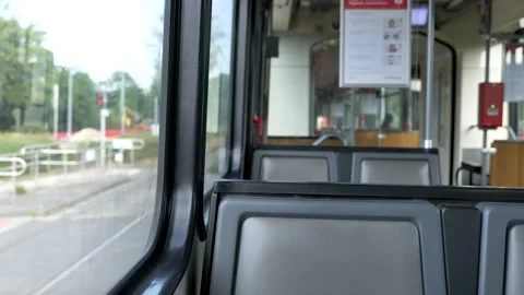 Interior moving Light rail tram. Stock Footage 155903322