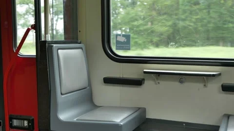 Interior moving Light rail tram. Stock Footage 156362350