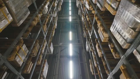 Interior of a multi-level warehouse Stock Footage 102015597