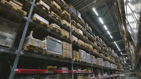 Interior of a multi-level warehouse Video stock 102015721