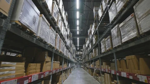 Interior of a multi-level warehouse Stock Footage 102015909