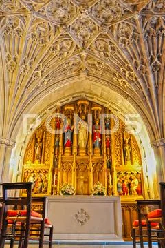 Interior of a national cathedral gothic classic architecture Stock Photos