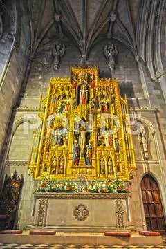 Interior of a national cathedral gothic classic architecture Stock Photos