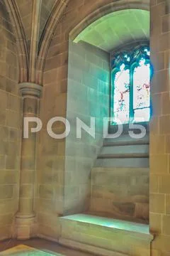 Interior of a national cathedral gothic classic architecture Stock Photos