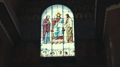 Interior of Naval St. Nicholas Cathedral in Kronstadt in Saint-Petersburg Stock Footage 91334561
