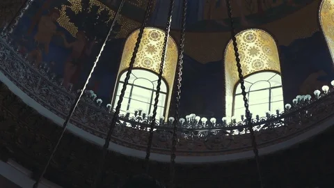 Interior of Naval St. Nicholas Cathedral in Kronstadt in Saint-Petersburg Stock Footage 91334768