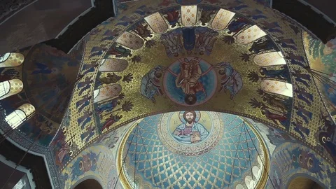 Interior of Naval St. Nicholas Cathedral in Kronstadt in Saint-Petersburg Stock Footage 91334831