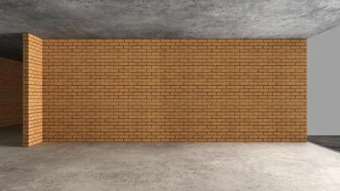 Interior of a new house under construction, home renovation, brick walls, con Stock Illustration