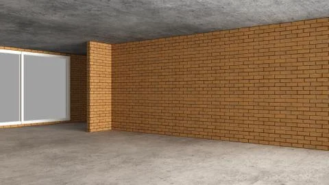 Interior of a new house under construction, home renovation, brick walls, con Stock Illustration