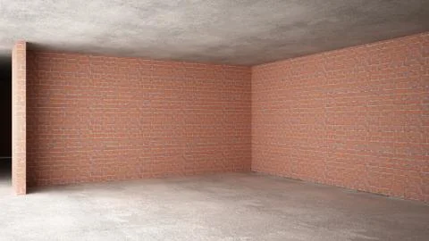 Interior of a new house under construction, home renovation, brick walls, con Stock Illustration