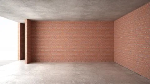 Interior of a new house under construction, home renovation, brick walls, con Stock Illustration