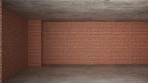 Interior of a new house under construction, home renovation, brick walls, con Stock Illustration